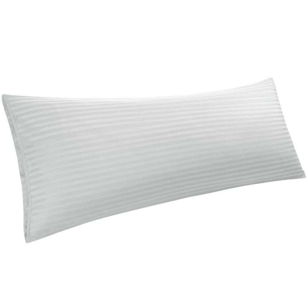 Microfiber Striped Pillowcases Body Envelope Closure 20" x 55" Light Gray